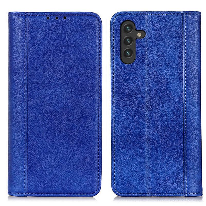 Flip Cover Samsung Galaxy A13 5G Cuir Litchi Fendu Élégance