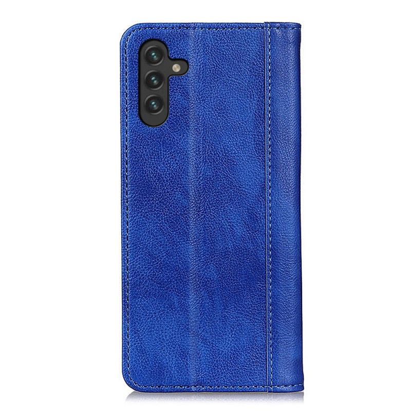 Flip Cover Samsung Galaxy A13 5G Cuir Litchi Fendu Élégance