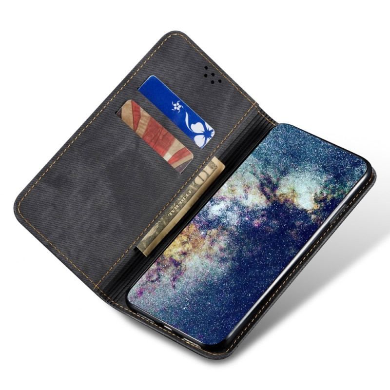 Flip Cover Samsung Galaxy A14 5G / A14 Tissu Jeans