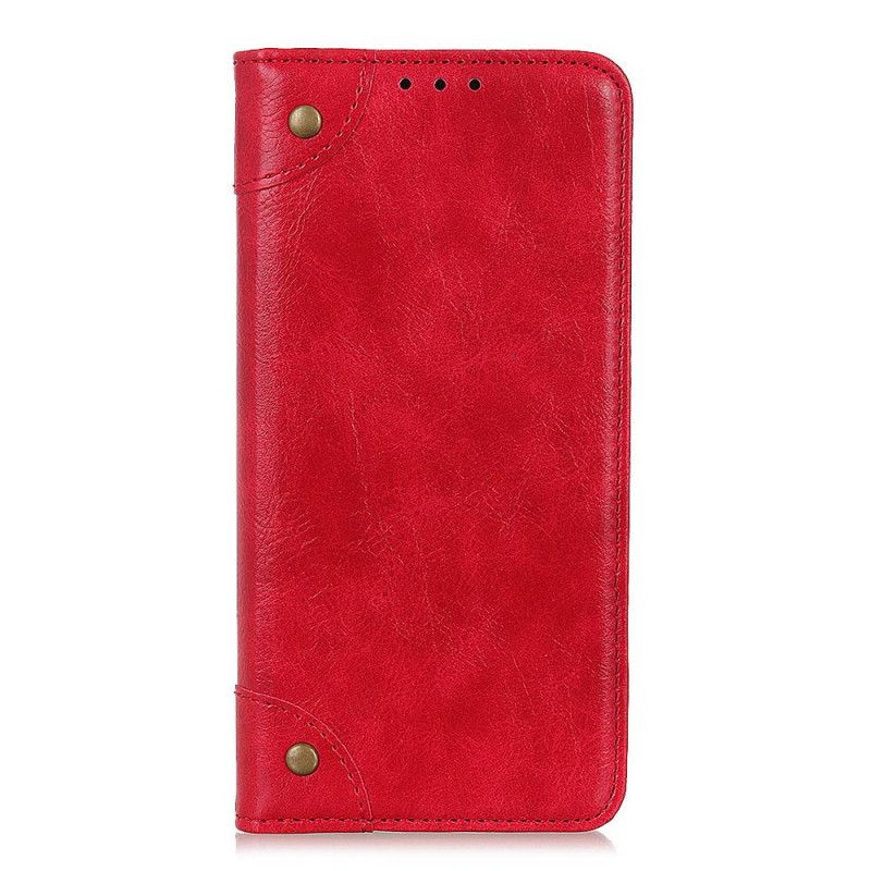 Flip Cover Samsung Galaxy A20s Cuir Fendu Vintage Rivets