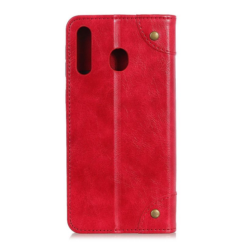 Flip Cover Samsung Galaxy A20s Cuir Fendu Vintage Rivets