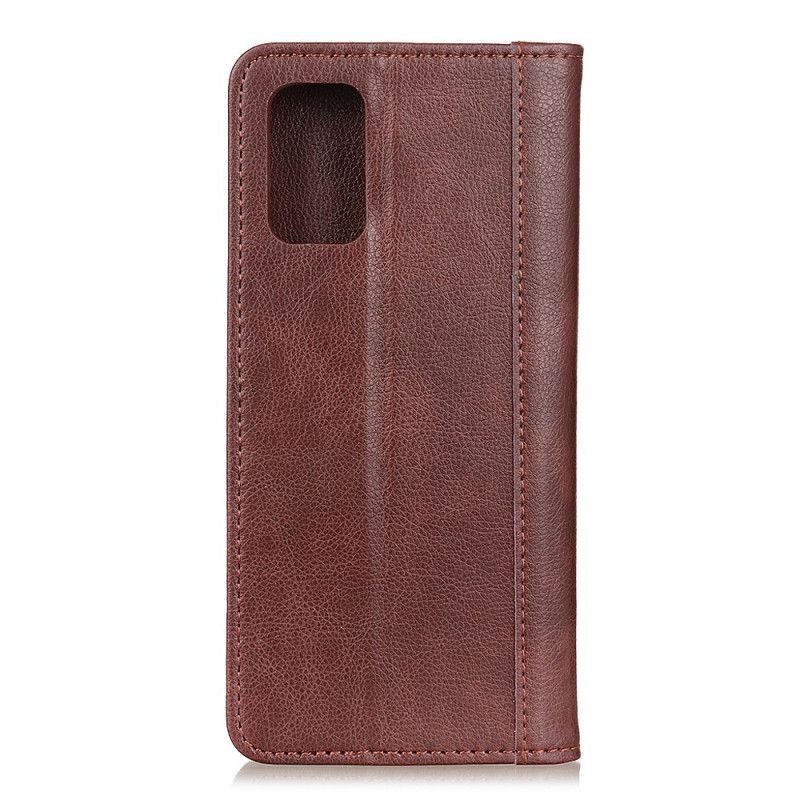 Flip Cover Samsung Galaxy A41 Cuir Litchi Fendu Classique