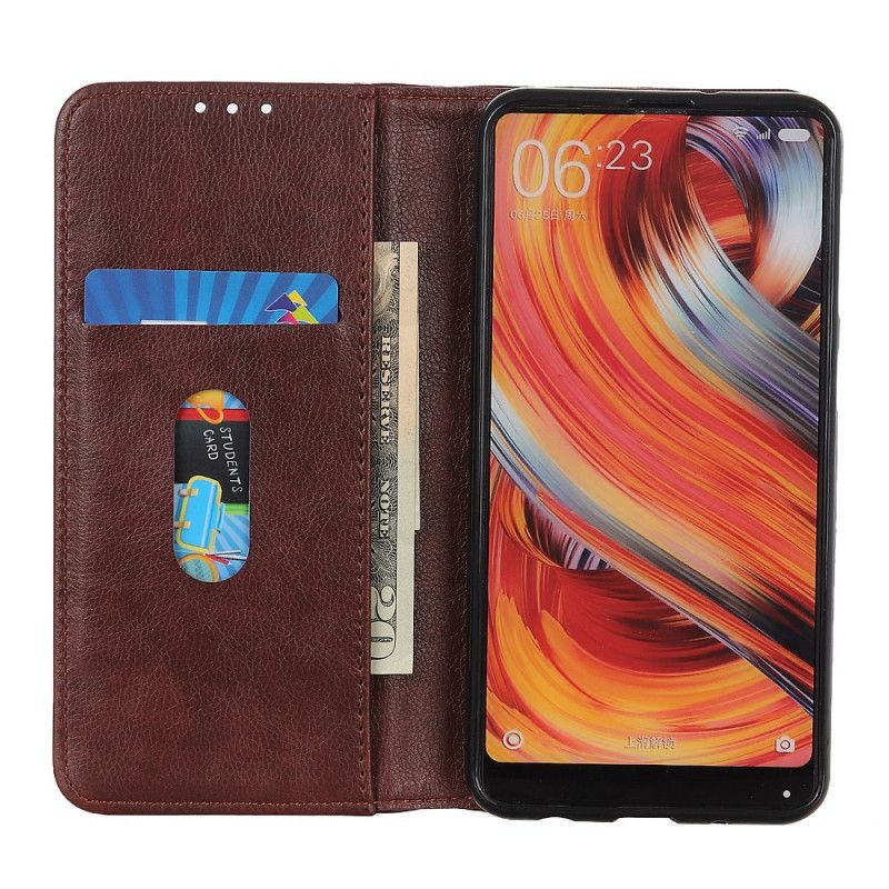 Flip Cover Samsung Galaxy A41 Cuir Litchi Fendu Classique