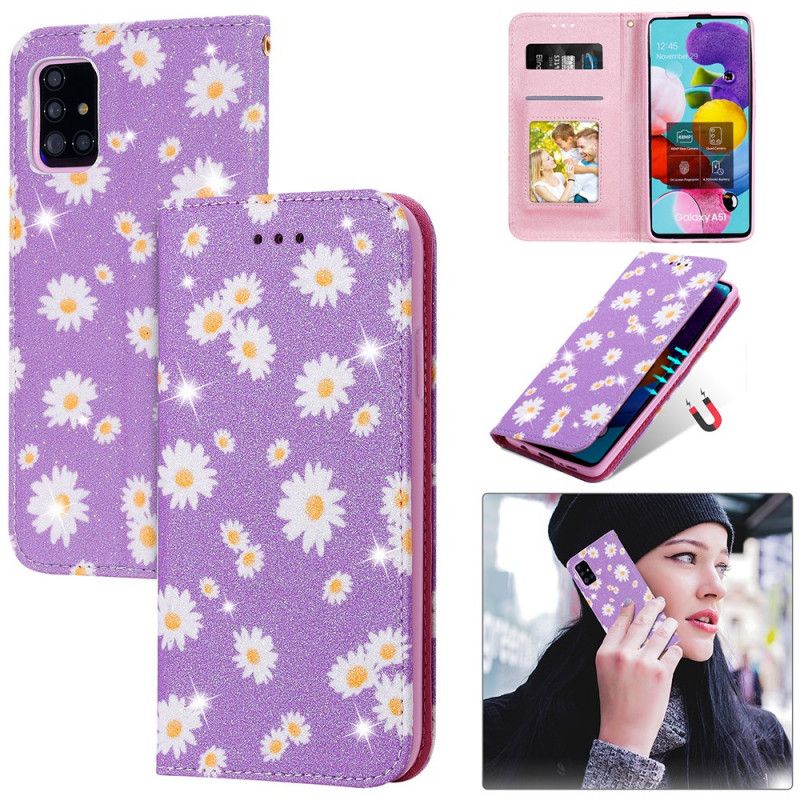 Flip Cover Samsung Galaxy A51 5g Simili Cuir Marguerites