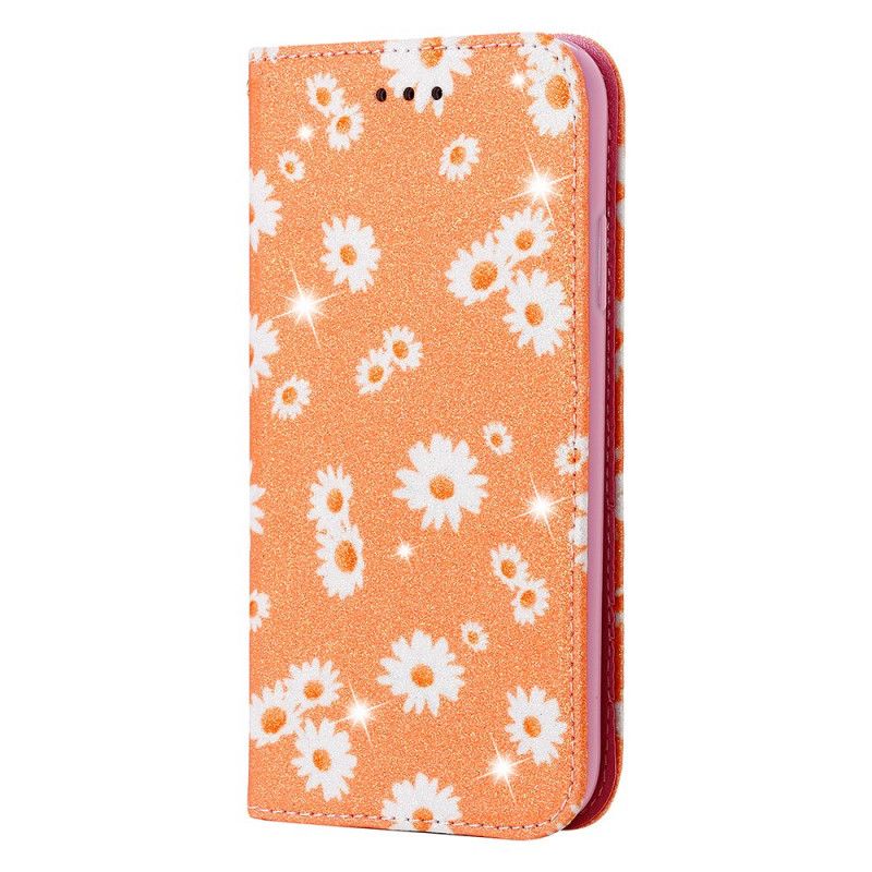 Flip Cover Samsung Galaxy A51 Simili Cuir Marguerites