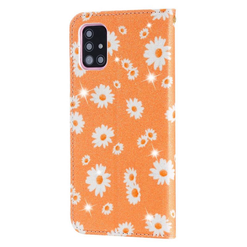 Flip Cover Samsung Galaxy A51 Simili Cuir Marguerites