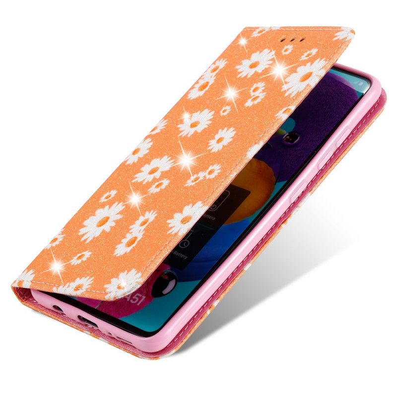 Flip Cover Samsung Galaxy A51 Simili Cuir Marguerites