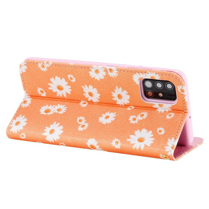 Flip Cover Samsung Galaxy A51 Simili Cuir Marguerites