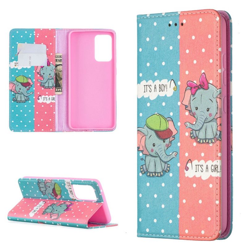 Flip Cover Samsung Galaxy A52 4g / A52 5g Bébés Éléphants