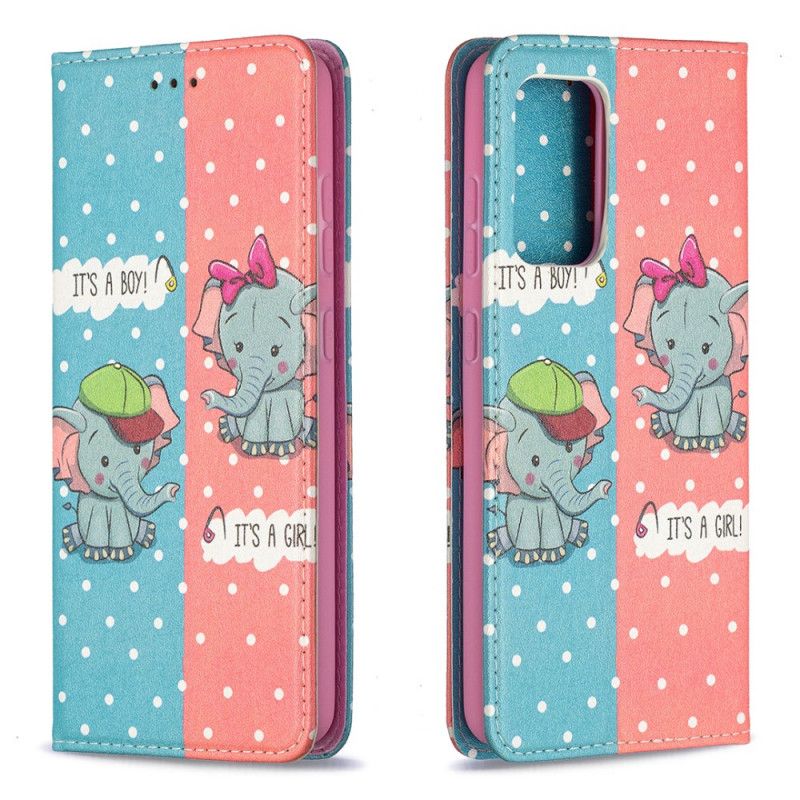 Flip Cover Samsung Galaxy A52 4g / A52 5g Bébés Éléphants