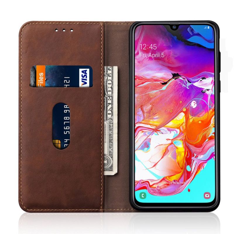 Flip Cover Samsung Galaxy A70 Effet Cuir Design Vintage