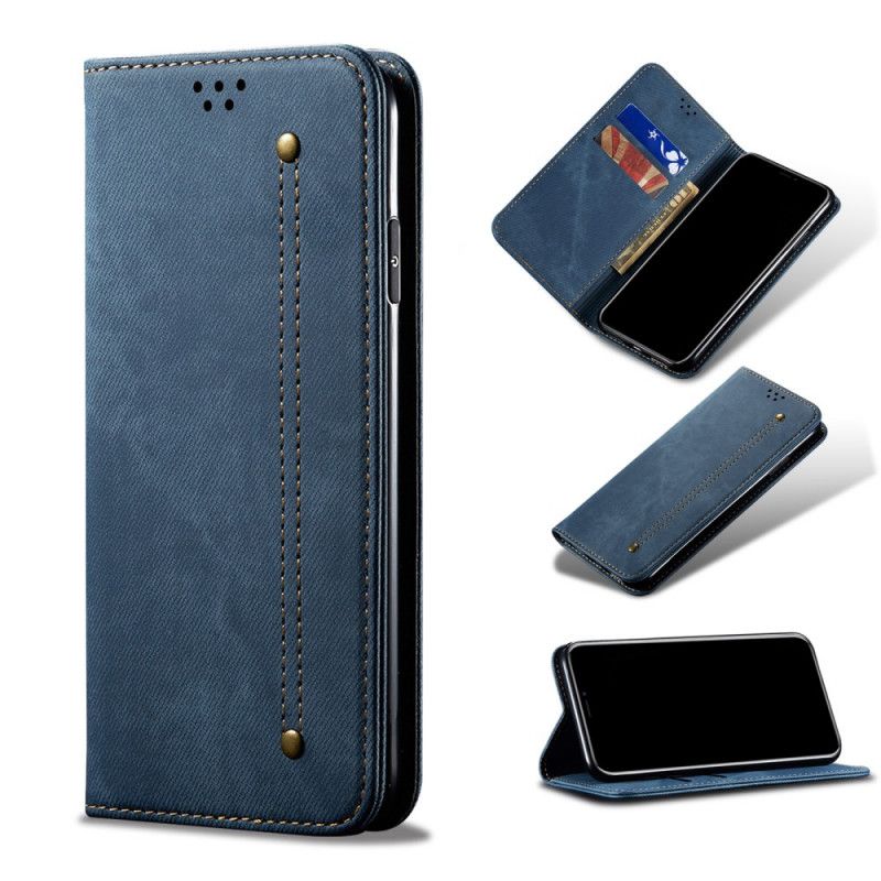 Flip Cover Samsung Galaxy A72 4g / A72 5g Tissu Jeans