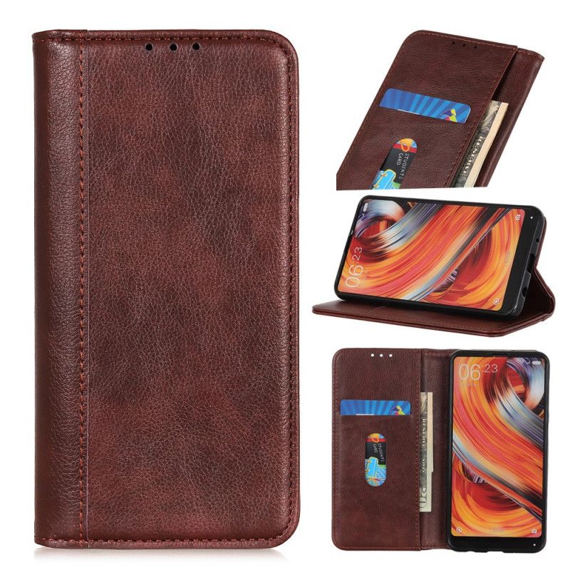 Flip Cover Samsung Galaxy Note 10 Lite Cuir Litchi Fendu Classique