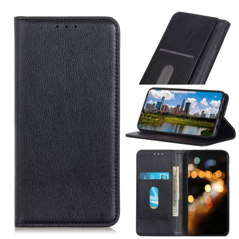 Flip Cover Samsung Galaxy Note A51 Cuir Litchi Fendu Élégance