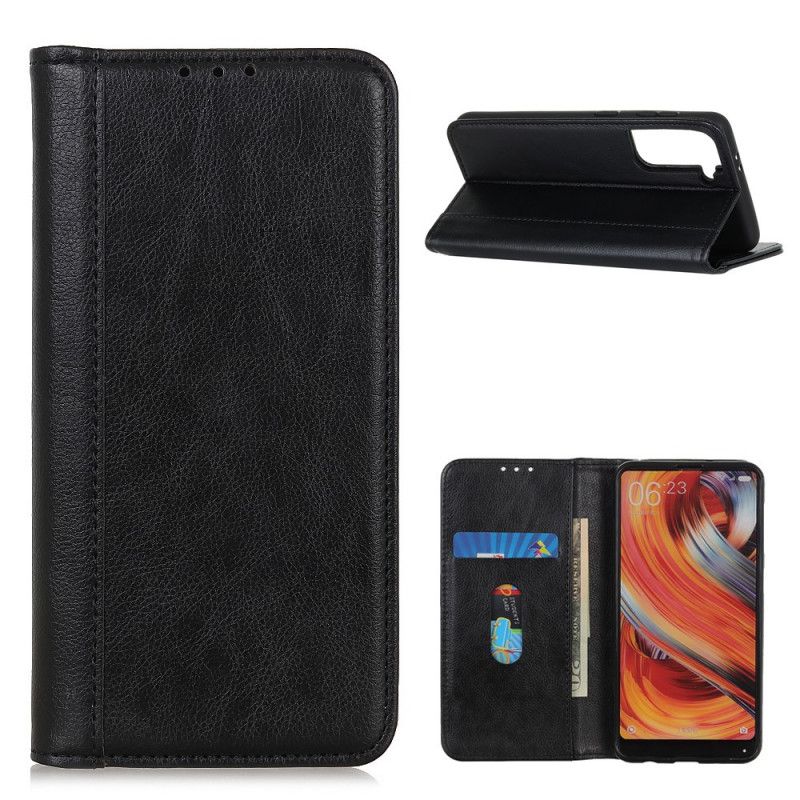 Flip Cover Samsung Galaxy S21 Plus 5g Cuir Litchi Fendu Élégance