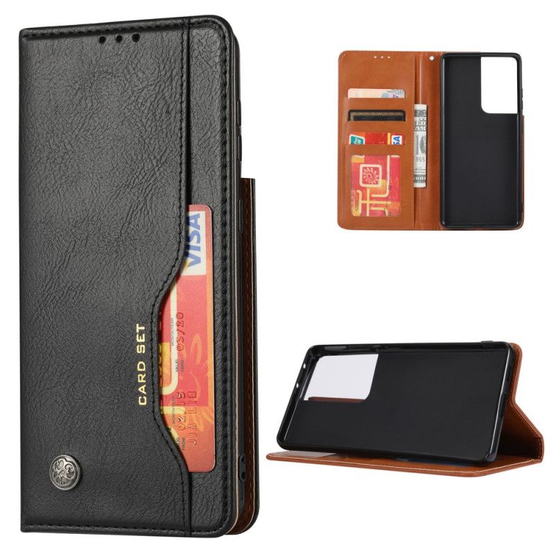 Flip Cover Samsung Galaxy S21 Ultra 5g Simili Cuir Porte-cartes