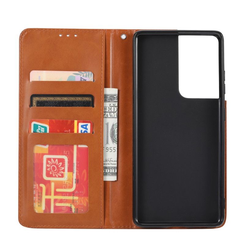 Flip Cover Samsung Galaxy S21 Ultra 5g Simili Cuir Porte-cartes