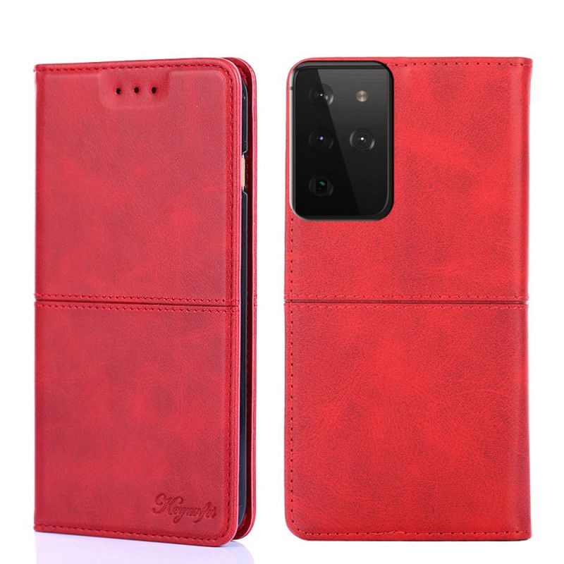 Flip Cover Samsung Galaxy S21 Ultra 5g Style Cuir Couture