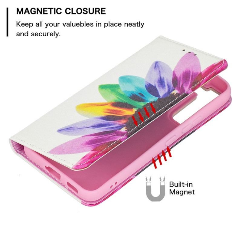 Flip Cover Samsung Galaxy S22 5G Fleur Aquarelle