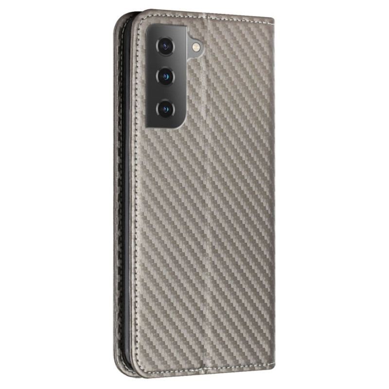 Flip Cover Samsung Galaxy S23 5G Style Fibre Carbone à Lanière