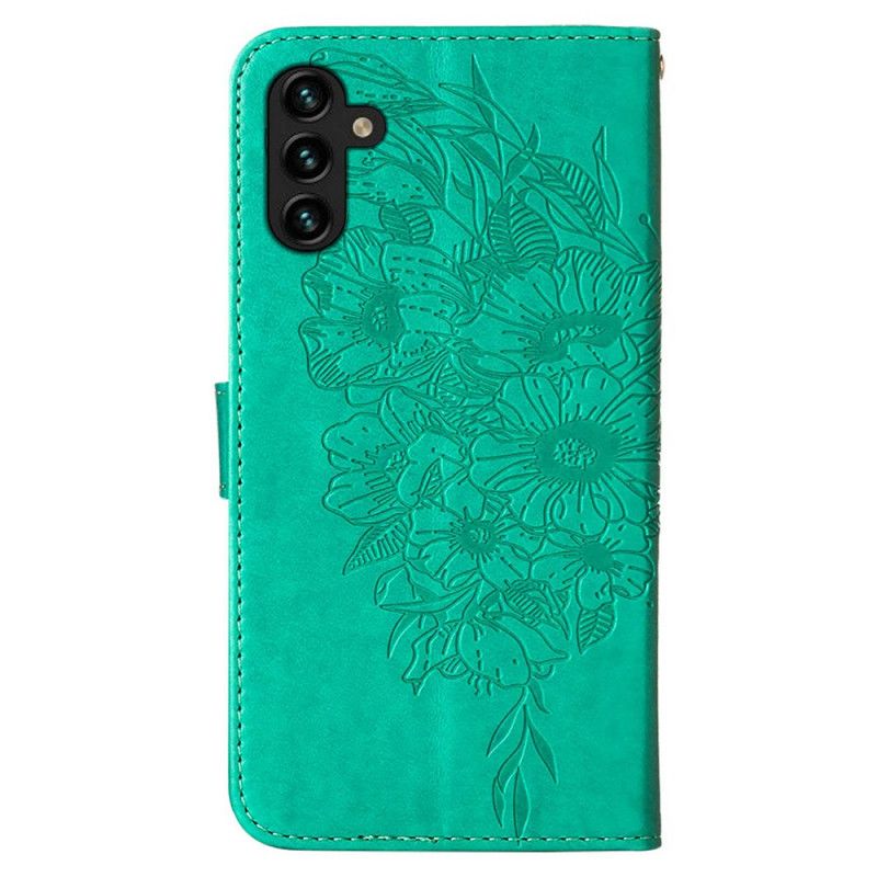 Housse Pour Samsung Galaxy A13 5G Papillon Design Avec Lanière