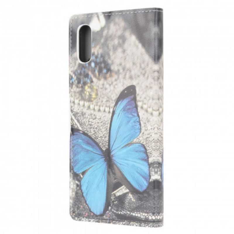 Housse Pour Samsung Galaxy XCover 5 Papillon Bleu