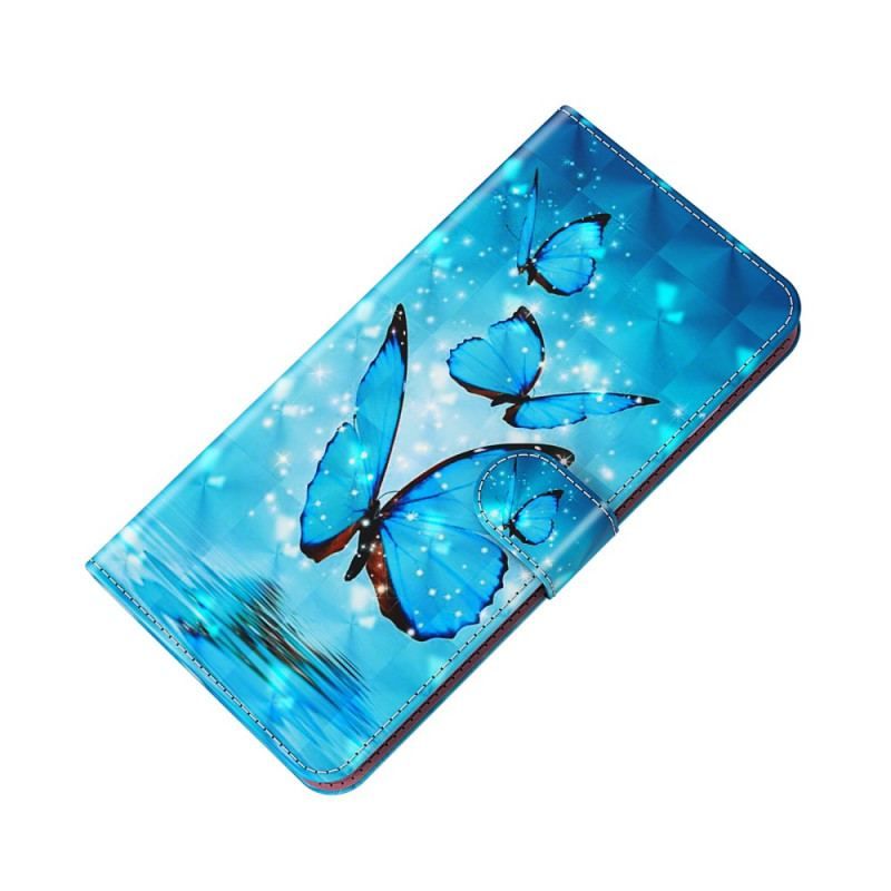 Housse Samsung Galaxy A13 5G / A04s Papillons Bleus Volants