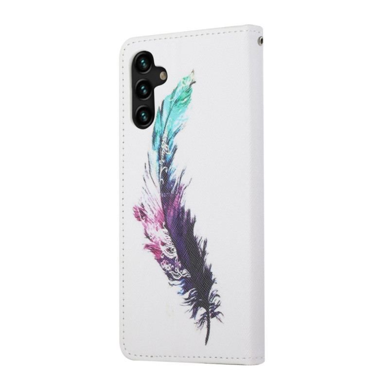 Housse Samsung Galaxy A13 5G / A04s Plume à Lanière