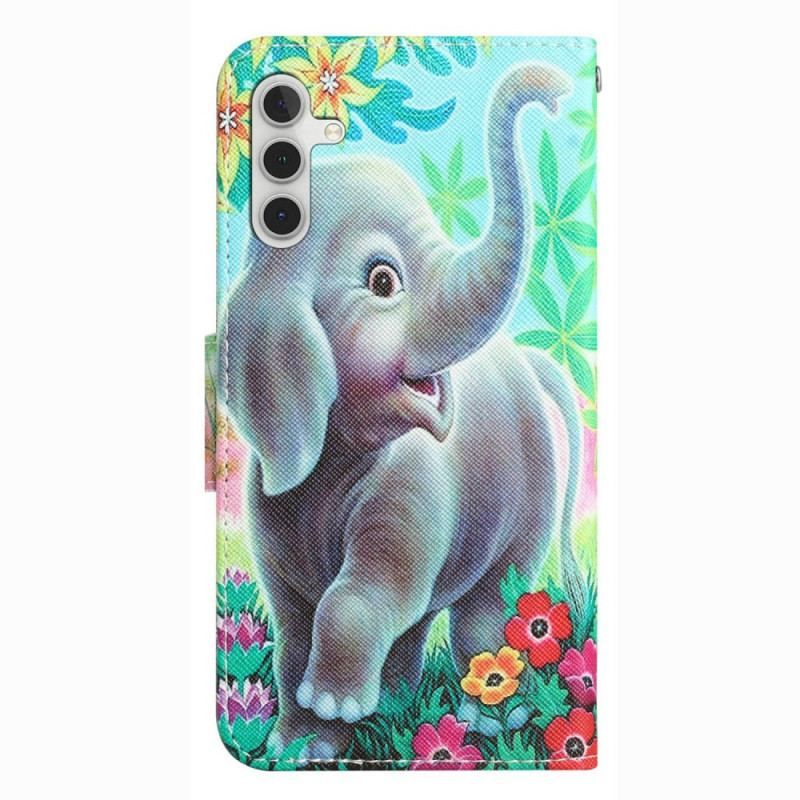 Housse Samsung Galaxy A14 5G / A14 Joyeux Éléphant à Lanière