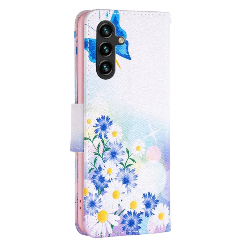 Housse Samsung Galaxy A15 Papillon et Fleurs Aquarelle