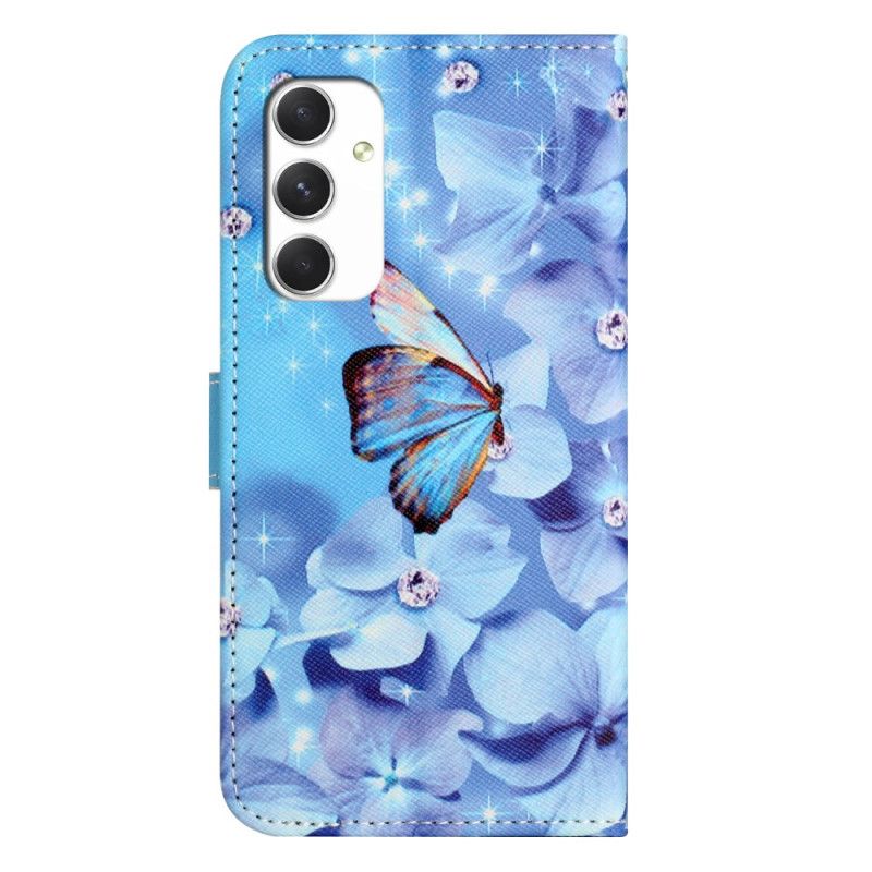 Housse Samsung Galaxy A16 4G / 5G Fleurs et Papillons Bleus