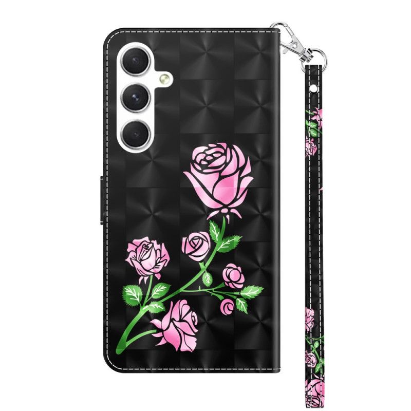 Housse Samsung Galaxy A16 4G / 5G Fleurs Roses à Lanière