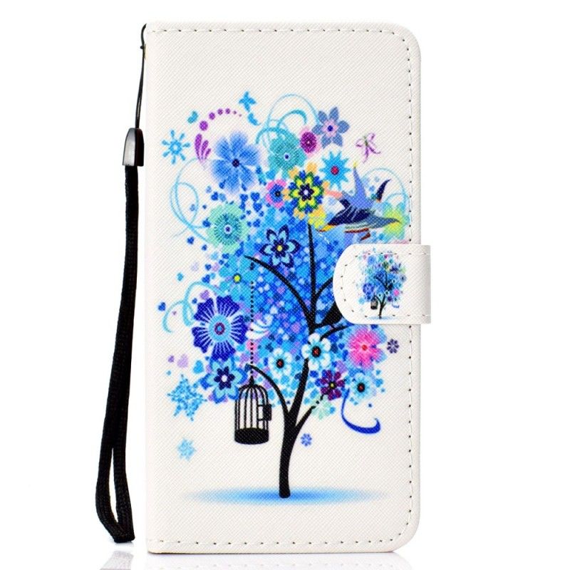 Housse Samsung Galaxy A40 Arbre Bleu Fleuri