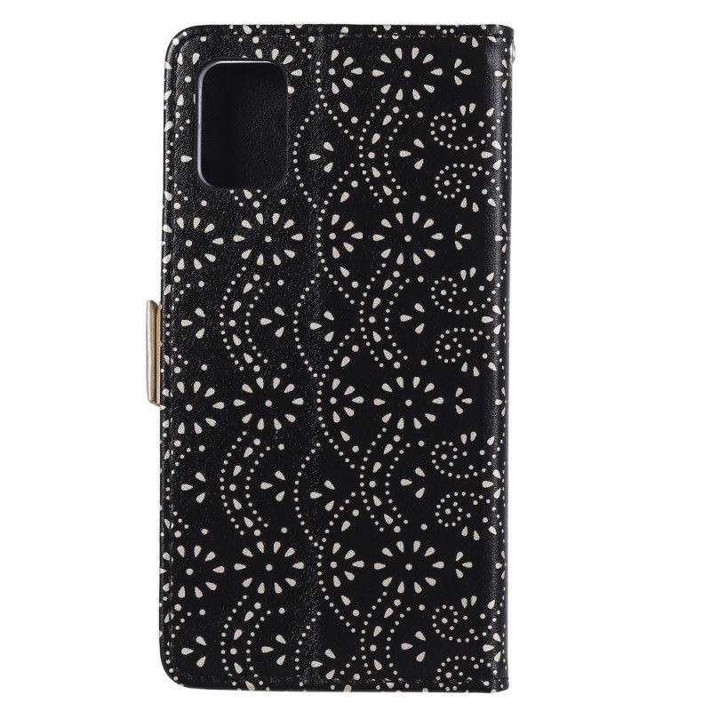 Housse Samsung Galaxy A51 5g Dentelle Porte-monnaie À Lanière