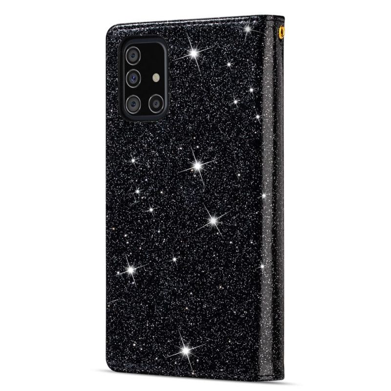 Étui Housse Samsung Galaxy A51 Paillettes Portefeuille Zip