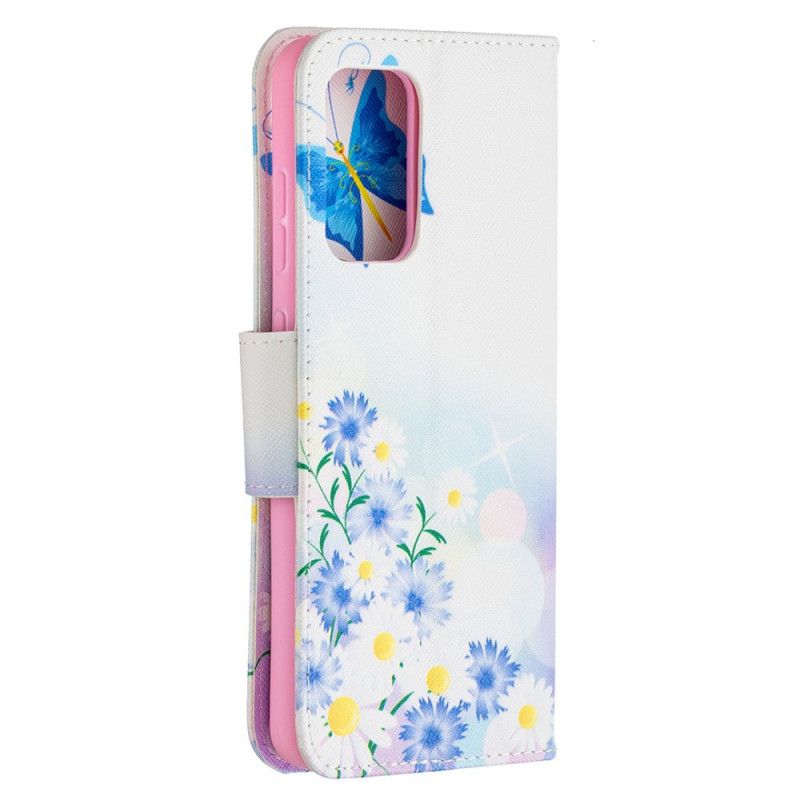 Housse Samsung Galaxy A52 4g / A52 5g Papillons Et Fleurs Peints