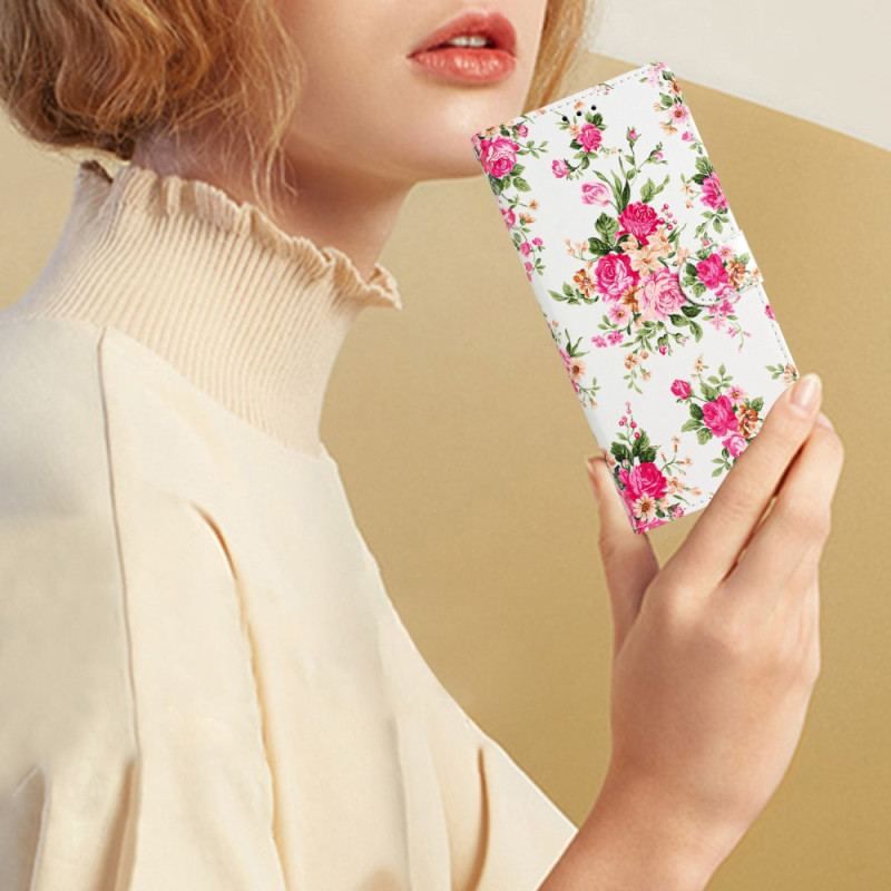 Housse Samsung Galaxy A53 5G Fleurs Liberty à Lanière