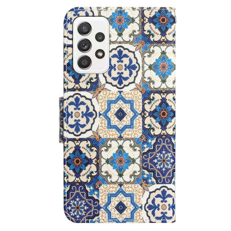 Housse Samsung Galaxy A53 5G Patchwork à Lanière