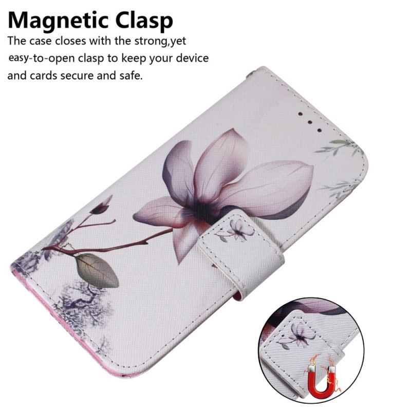 Housse Samsung Galaxy A54 5G Fleur Vintage à Lanière