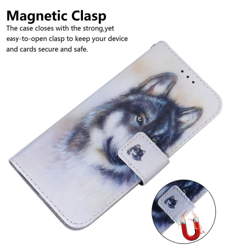 Housse Samsung Galaxy A54 5G Loup Aquarelle à Lanière