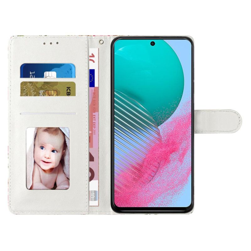 Housse Samsung Galaxy A55 5G Fleurs Rouges à Lanière