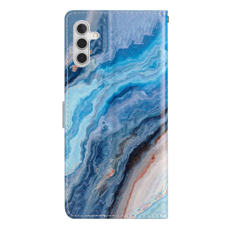 Housse Samsung Galaxy A55 5G Marbre Bleu à Lanière