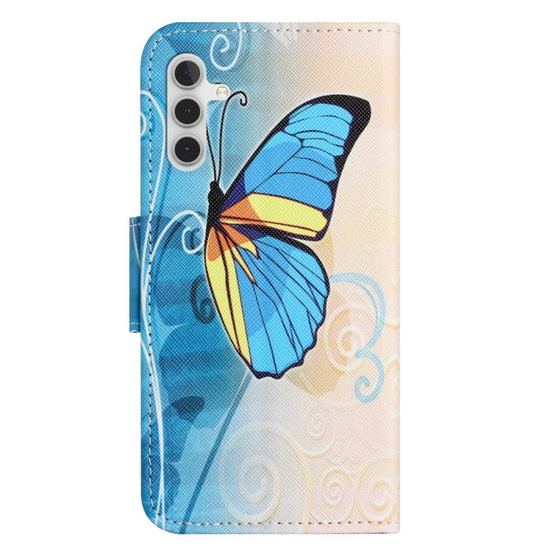 Housse Samsung Galaxy A55 5G Papillon Jaune et Bleu