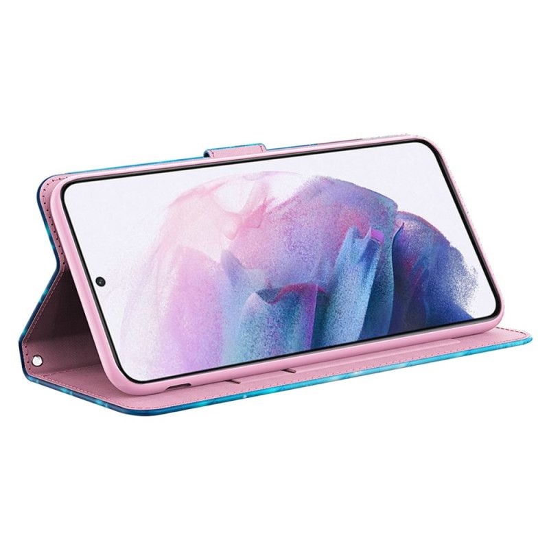 Housse Samsung Galaxy A55 5G Papillons Bleus à Lanière