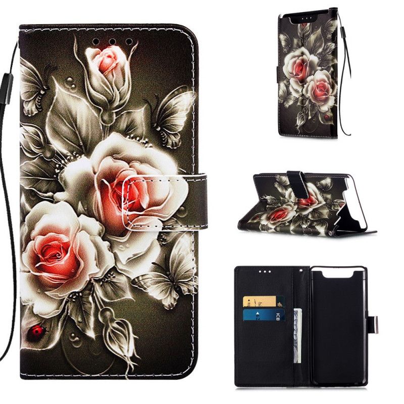 Housse Samsung Galaxy A90 / A80 Roses Dorées