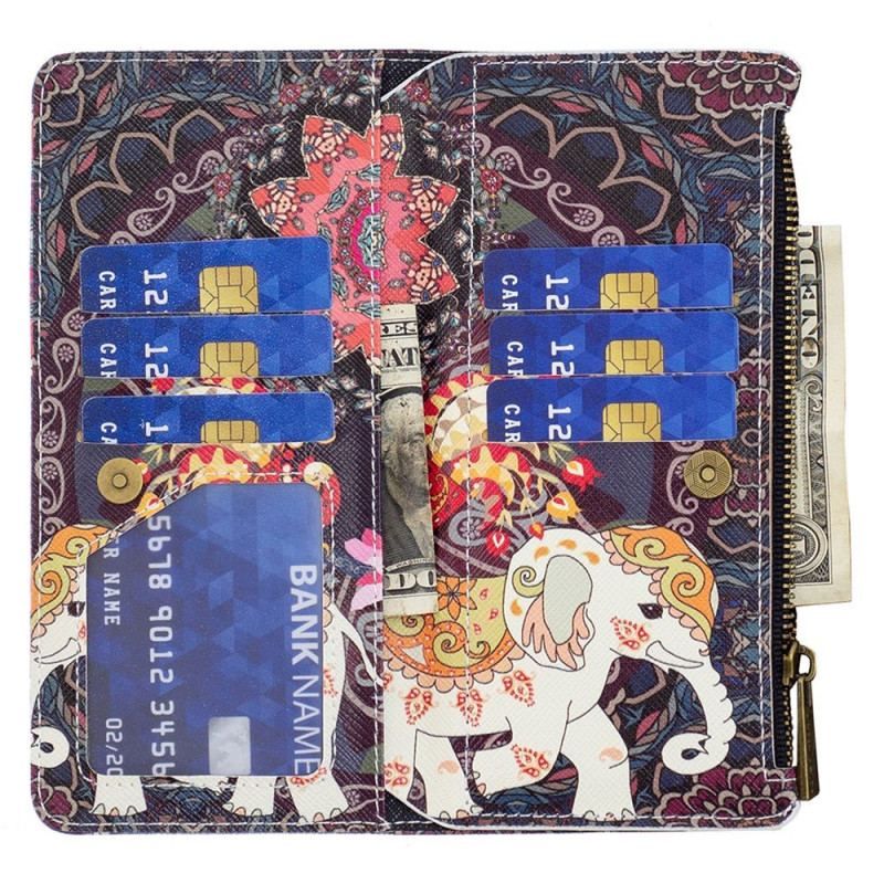 Housse Samsung Galaxy M23 5G Porte-monnaie et lanière Éléphant