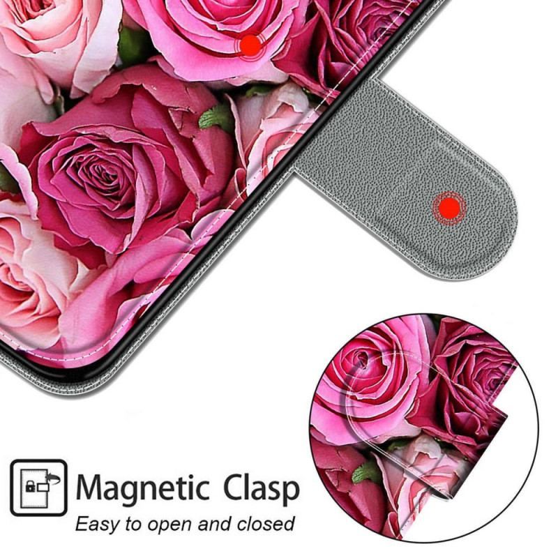 Housse Samsung Galaxy M23 5G Roses avec Lanière