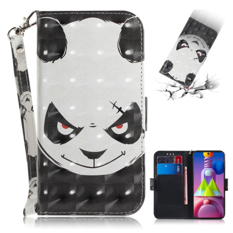 Housse Samsung Galaxy M51 Angry Panda À Lanière