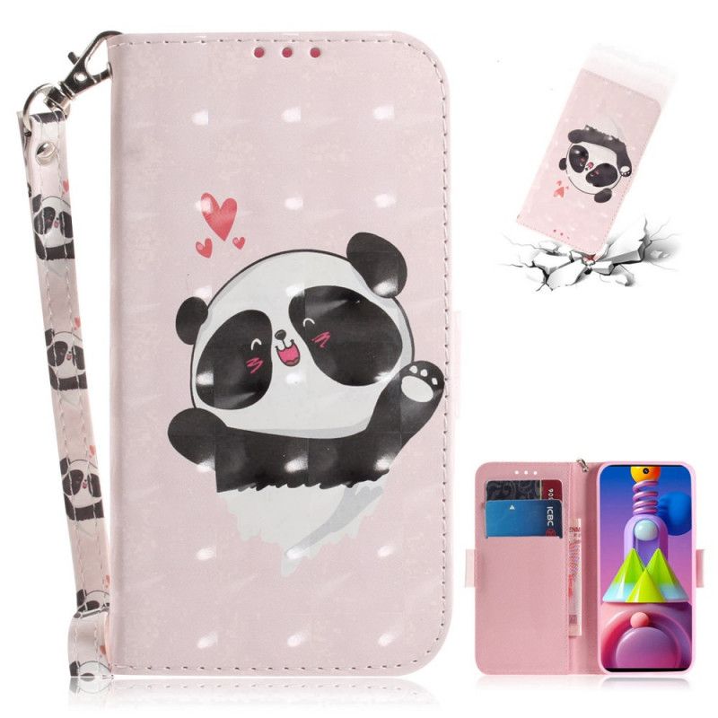 Housse Samsung Galaxy M51 Panda Love À Lanière