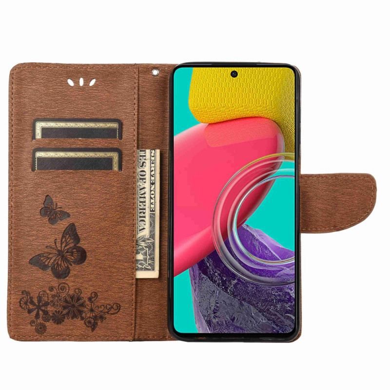 Housse Samsung Galaxy M53 5G Design Papillons à Lanière